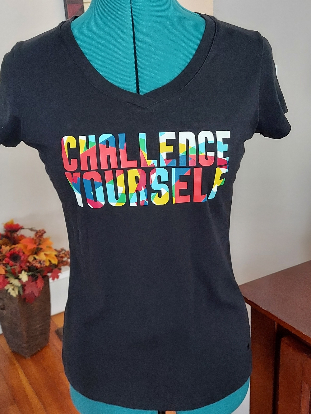 Champion Motivational Workout Graphic Black Tee Women's S